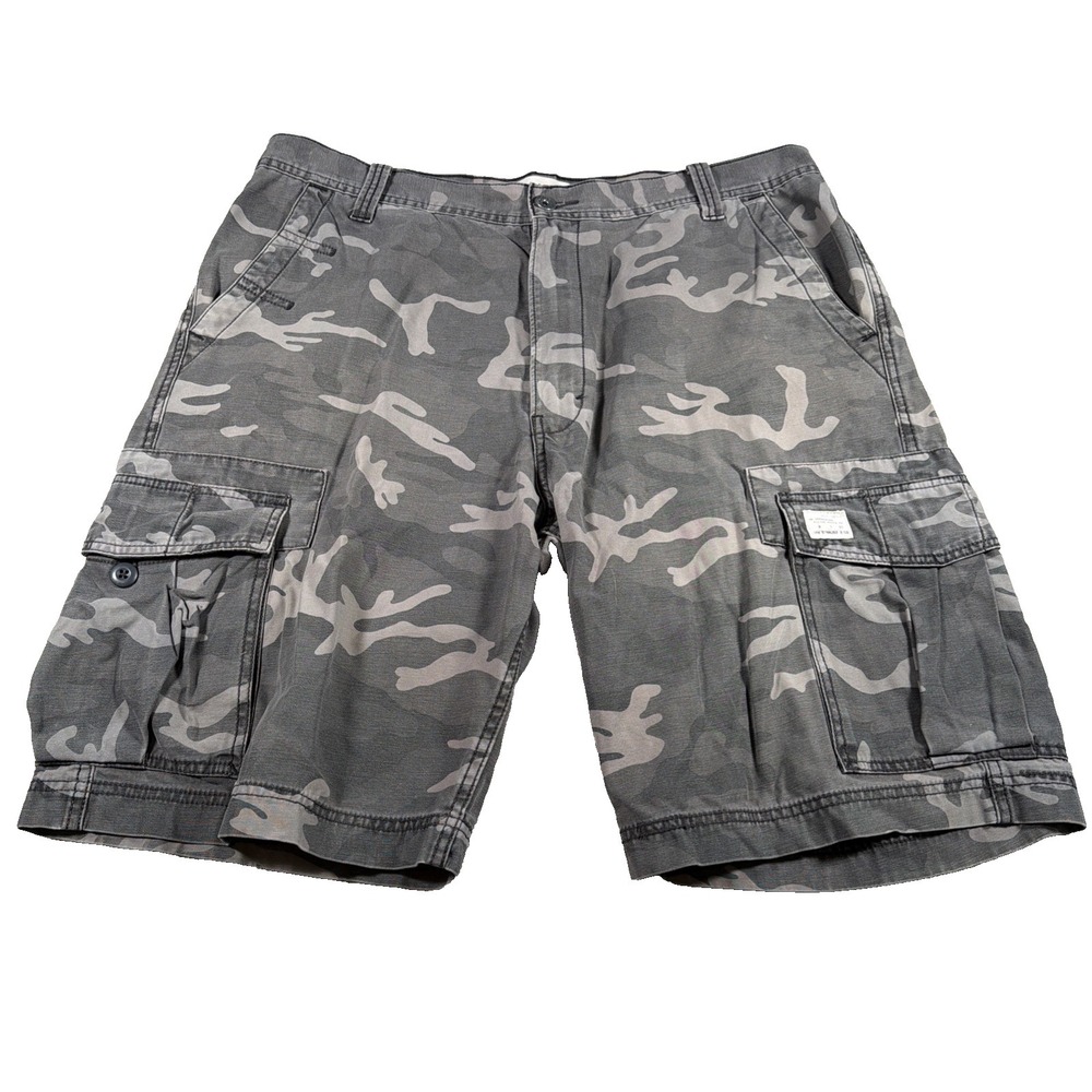 Levis Mens Cargo Camo Shorts 38 Waist (FITS 39) Cotton Baggy Skater Military